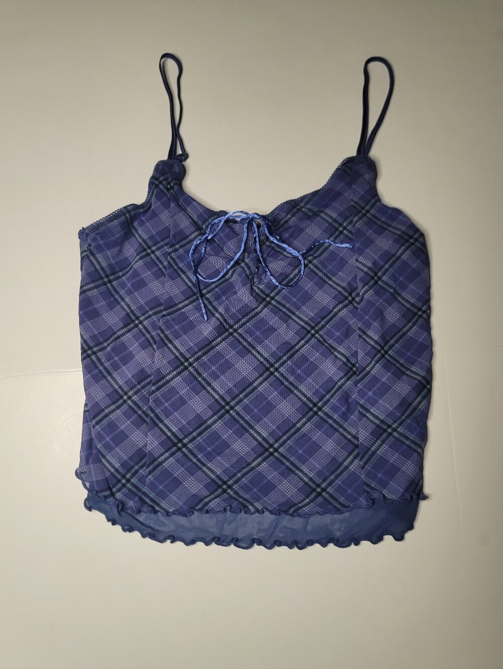 Forever 21 Purple Plaid Spaghetti Strap Cami Large
